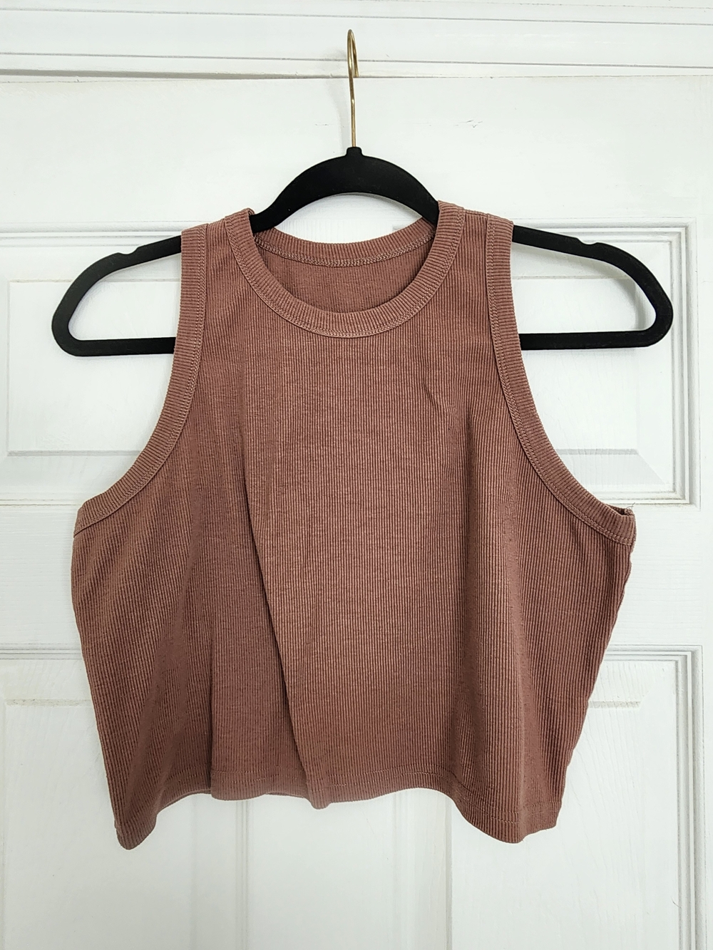 Ribbed Crop Tank Top - Dusty Mauve